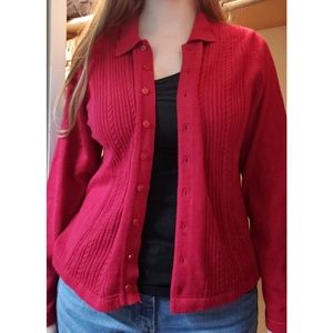 Petite Sophisticate Red Cardigan